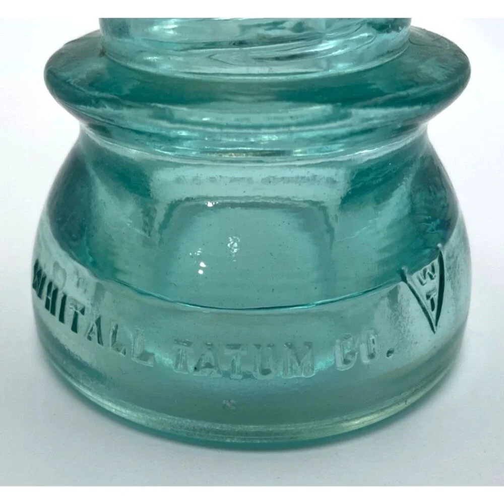 Whitall Tatum Co No. 1 Aqua Glass Telegraph Telephone Insulator #13 CD 113 USA